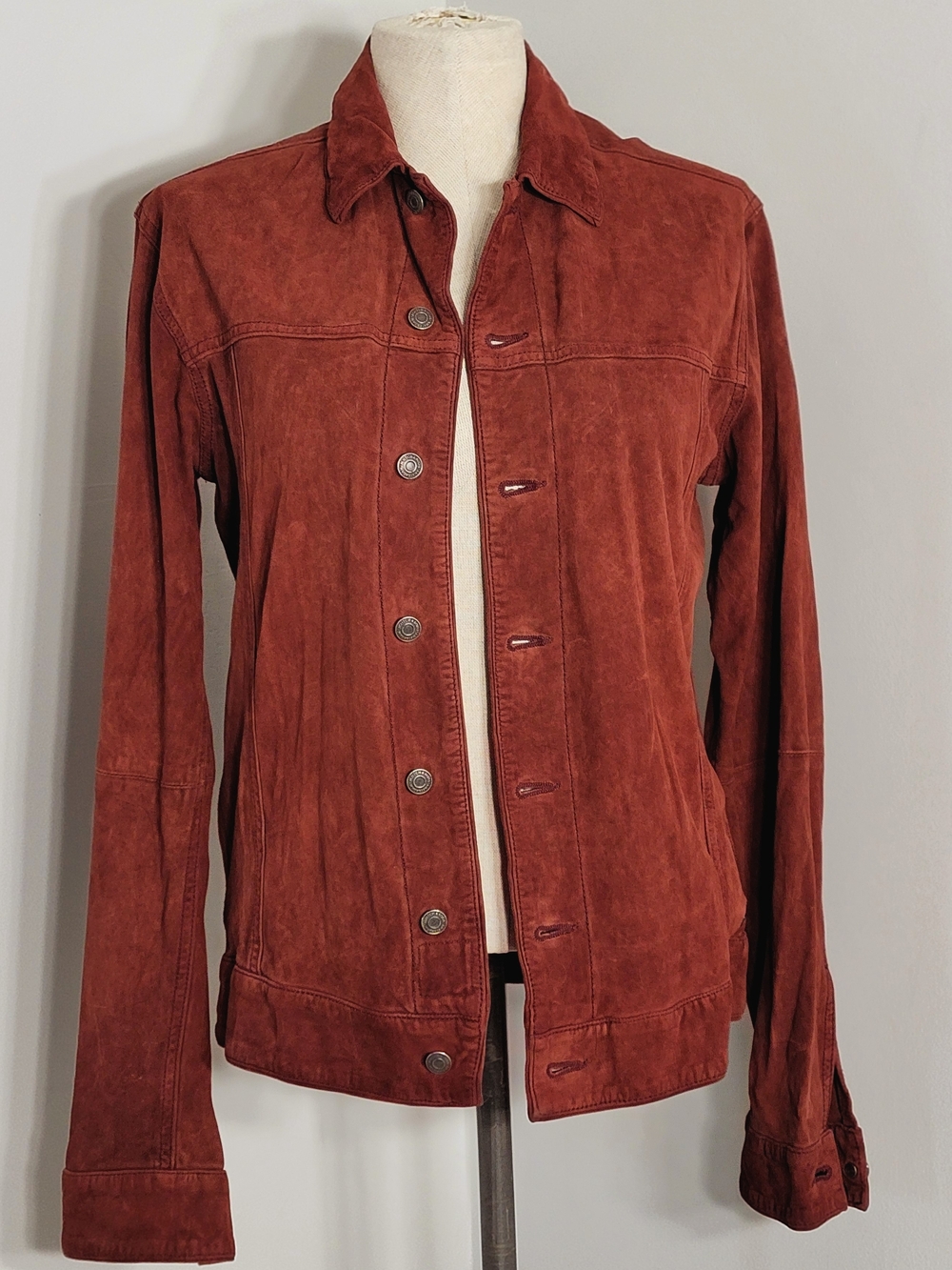 NWT Scotch & Soda Men’s Genuine Leather Suede Trucker Jacket Small S Rust